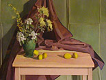 Flowers, Green Vase and Lemons